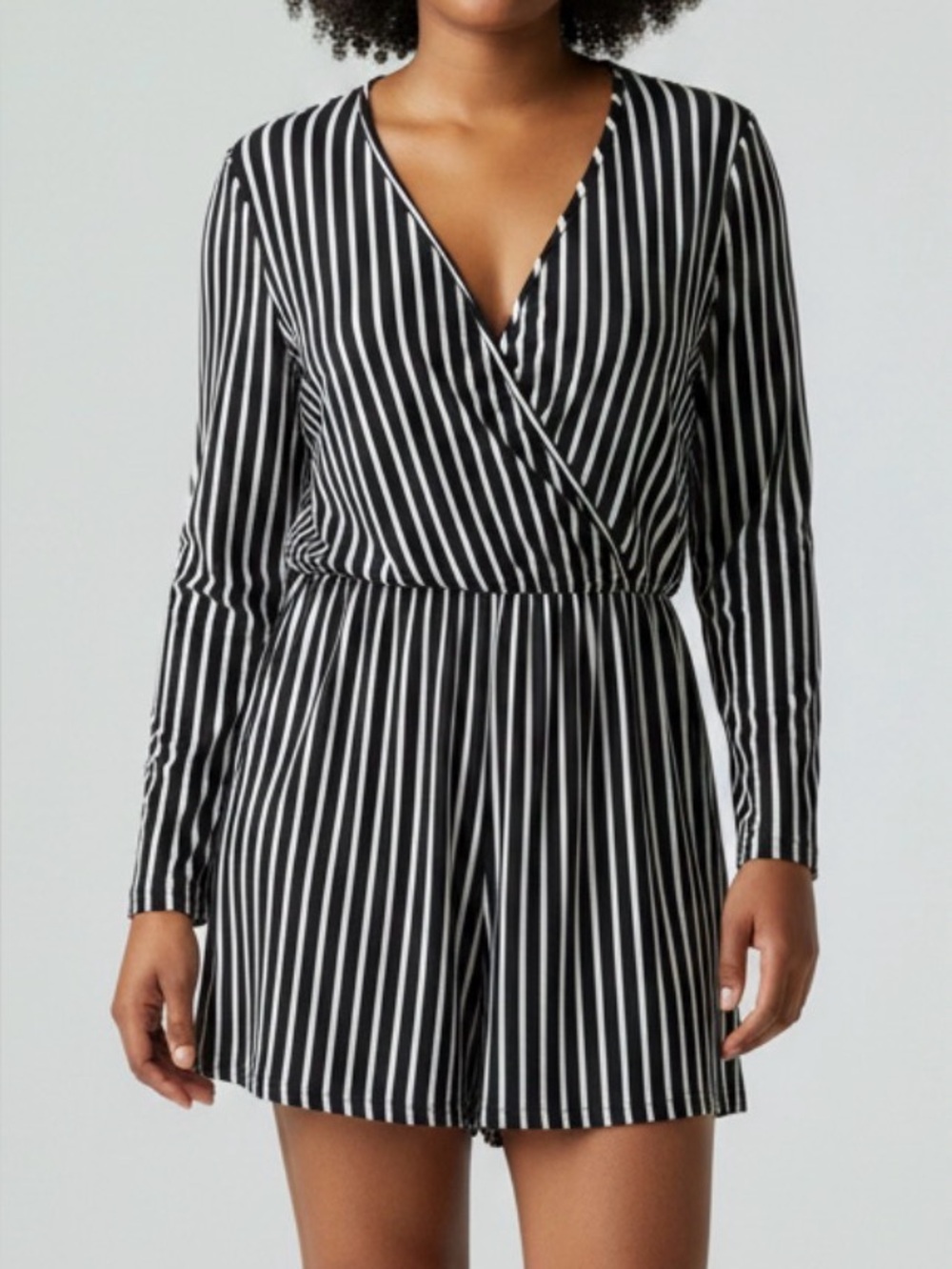 Agnes Orinda Striped Long Sleeve Romper